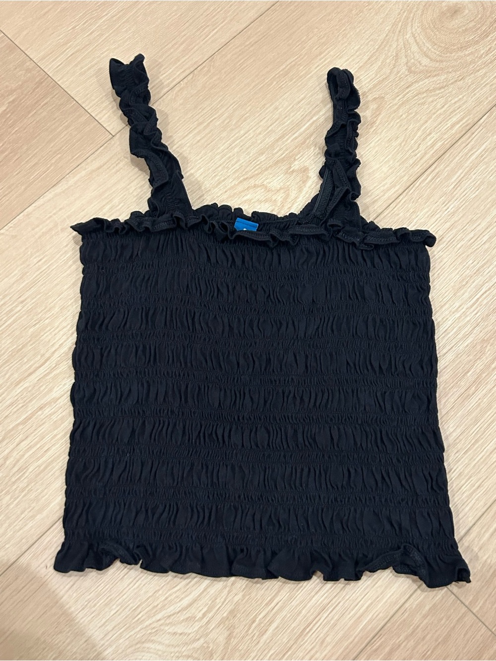 Old Navy Black Smocked Ruffle Cami Tank